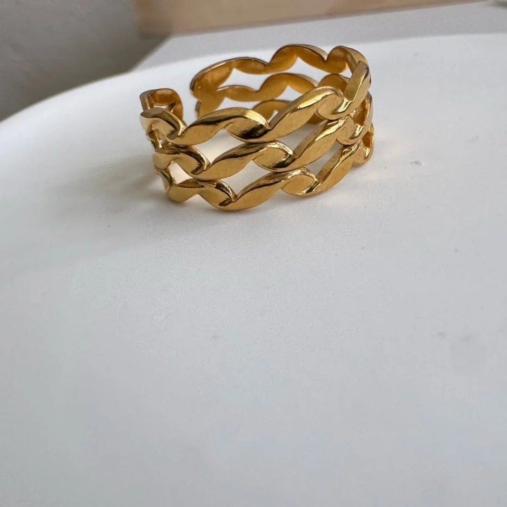 Braided Chunky Stainlees Steel Ring